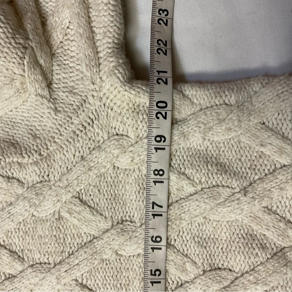 Abercrombie & Fitch Men’s Cable Knit Sweater Cream Talla L Merino Blend